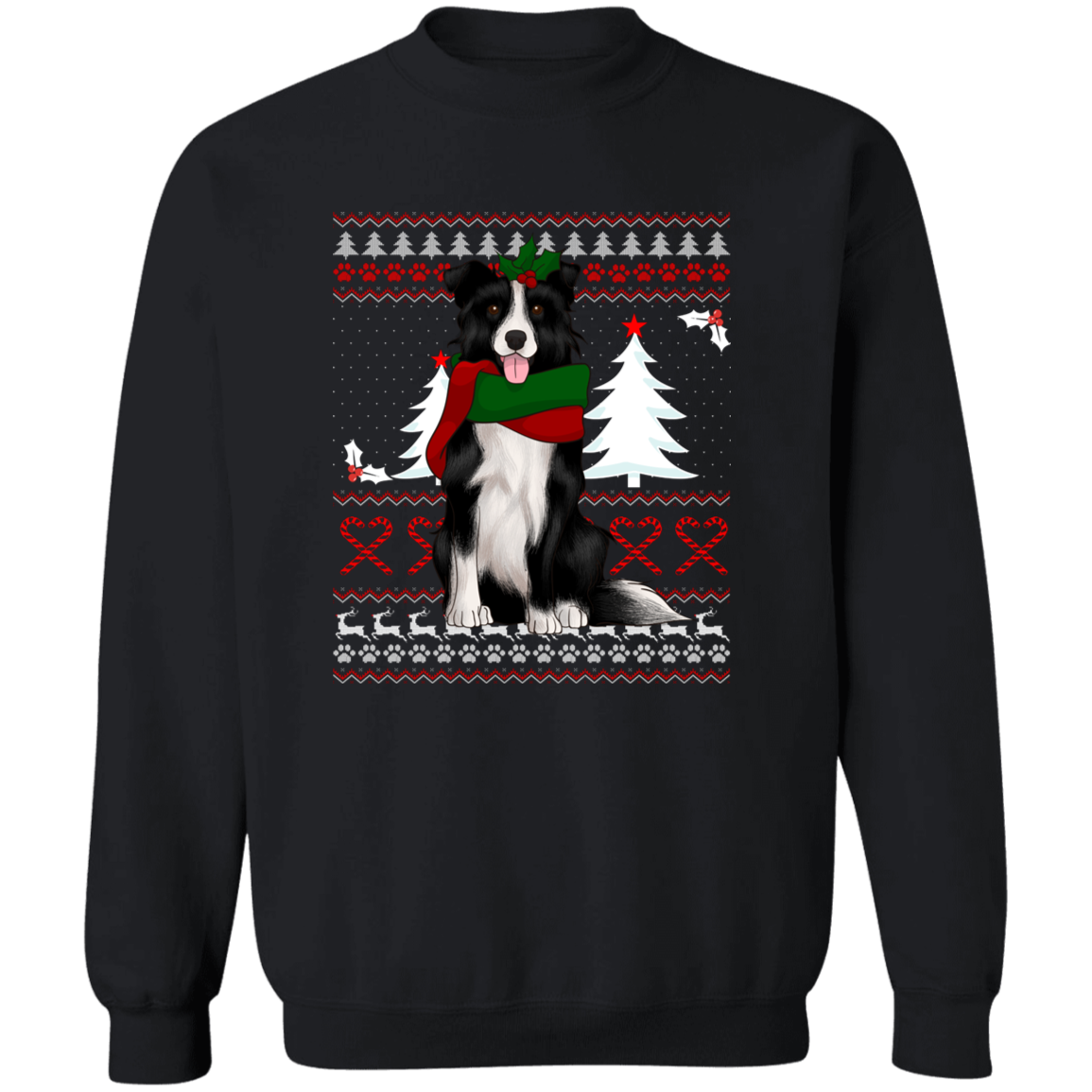 Border Collie Christmas Fun Ugly Sweatshirt