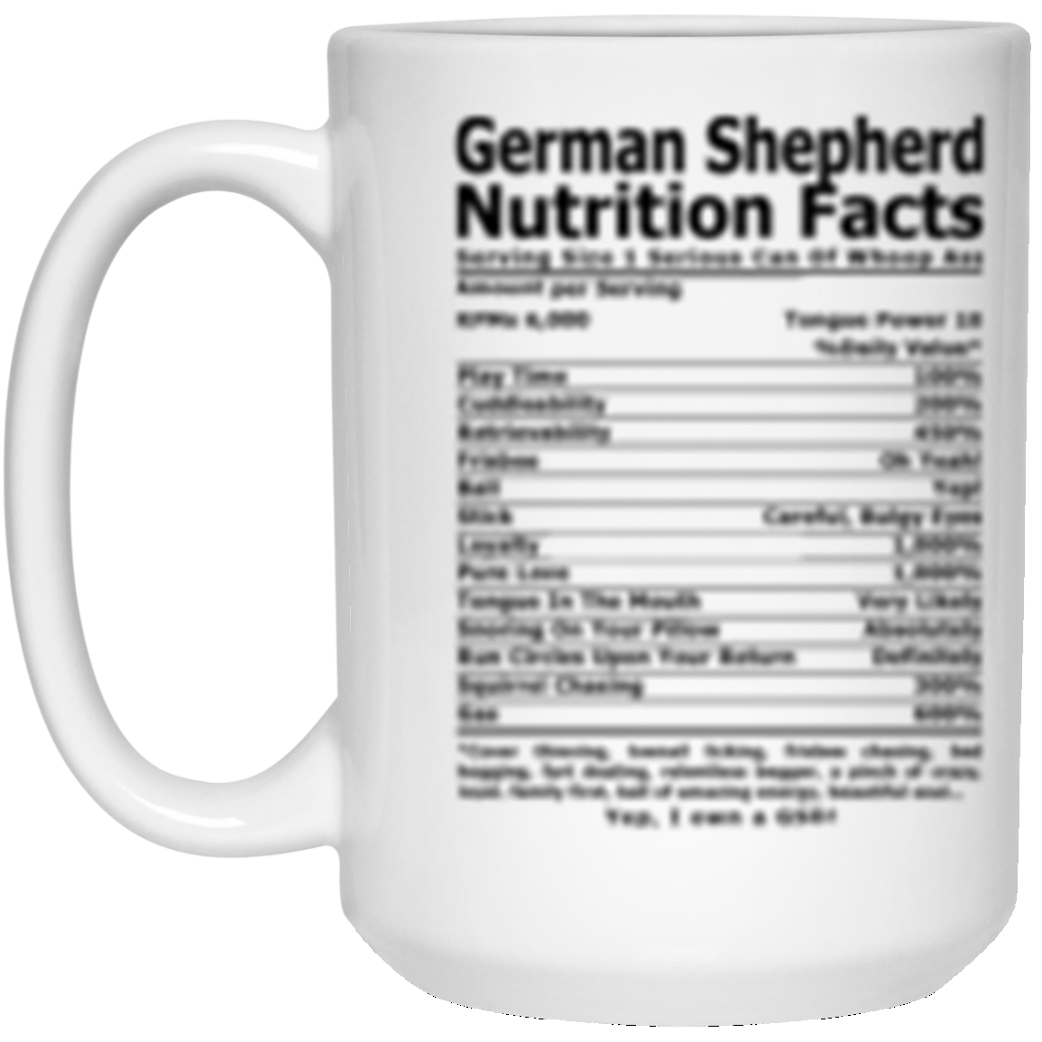 German Shepherd Nutrition Facts Coffee, Tea Mug