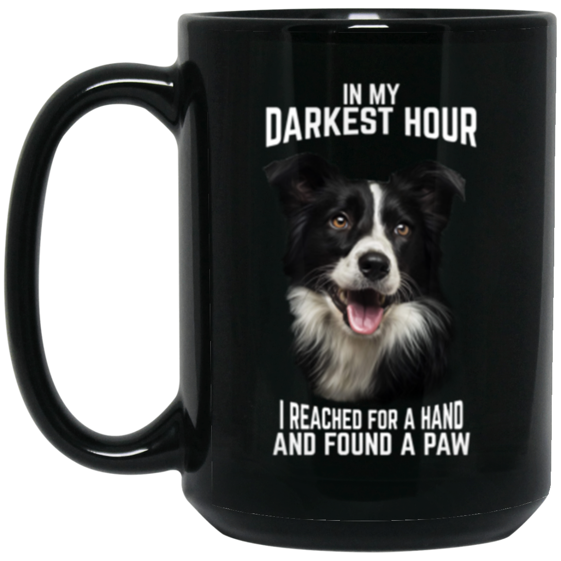 Darkest Hour Border Collie 15 oz. Black Mug