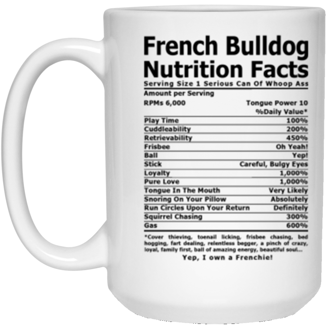 French Bulldog Nutrition White Mug