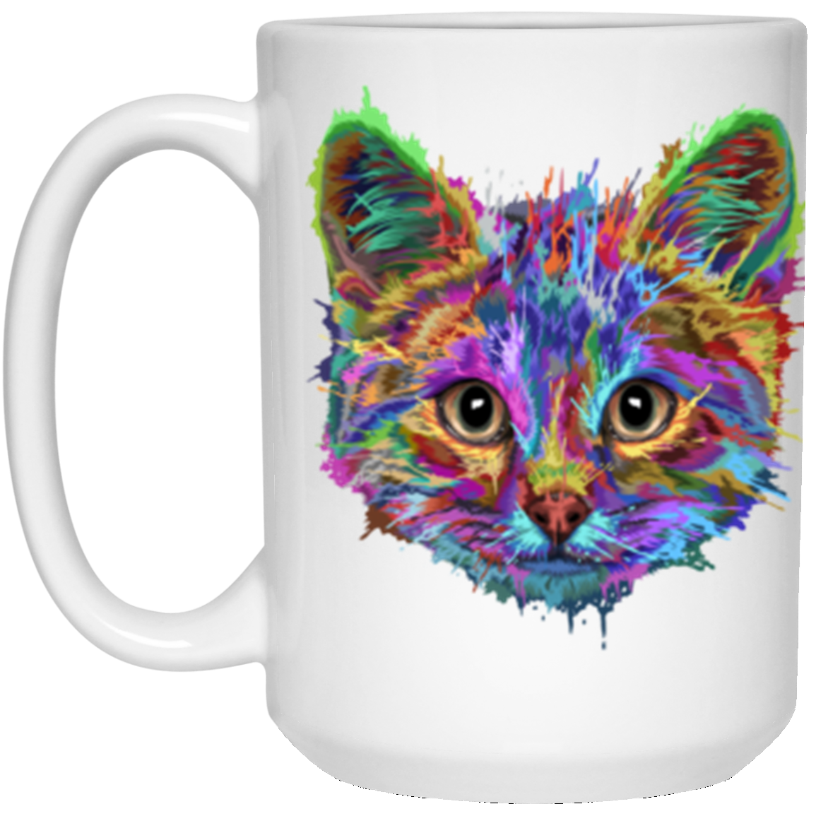 Cat Splash Art 15 oz. White Mug