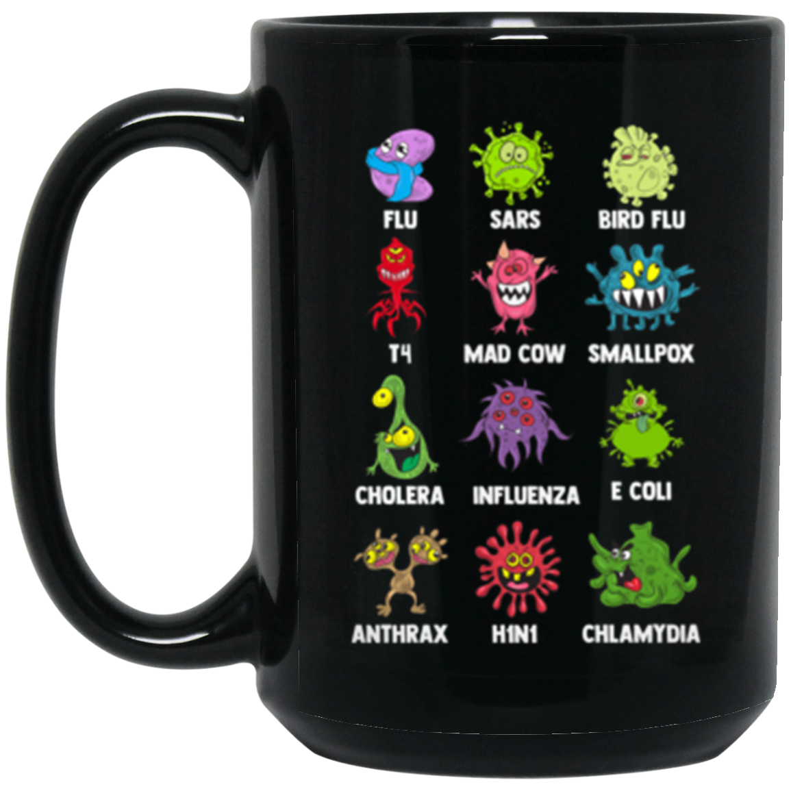 Most Common Diseases 15 oz. Black Mug