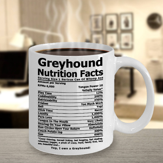 Greyhound Nutri Facts White Mug